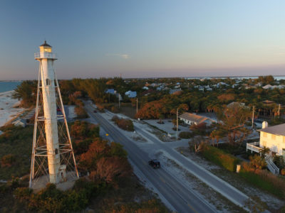Historic Gasparilla Island Light was originally built in 1888 in Lewes, Delaware and later moved and reconstructed in 1927 on Gasparilla Island. It is one of the few remaining original rear range light structures in the state, and possibly the only one that has resided in two states. Currently, you can stand by the side of the road or on the beach to view and photograph this historic structure, but you cannot climb it. That is until it is restored! Plans are underway to transfer this light to BIPS. It is our intention to restore it to its former beauty which includes painting the lantern room black.