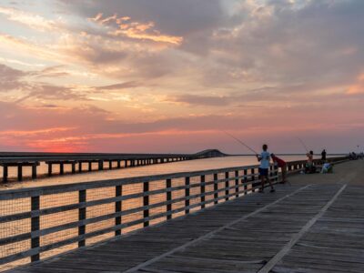 Fishing on a pier along the byway at St. George Island