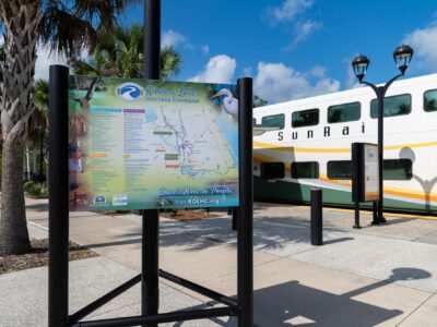 River of Lakes Heritage Corridor kiosk at the DeBary SunRail station