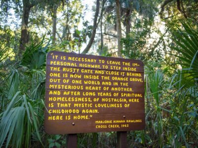 MK Rawlings State Park sign
