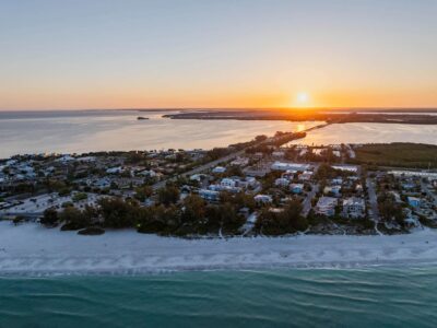 Manatee Beach aerial sunset