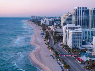 Las Olas dawn aerial