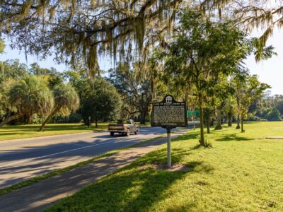 Town of Penney Farms historic sign along byway